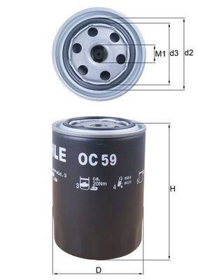 Alyvos filtras MAHLE OC59