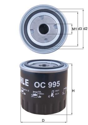 Alyvos filtras MAHLE OC 995