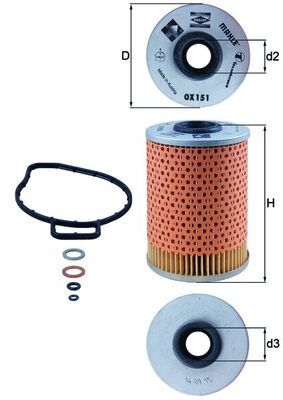 Alyvos filtras MAHLE OX151D