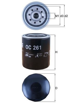 Alyvos filtras MAHLE OC261