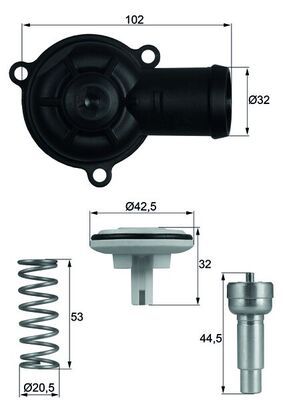 Thermostat, coolant MAHLE TI22087D