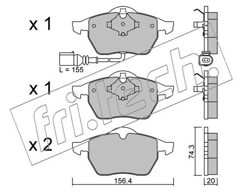 Brake Pad Set, disc brake fri.tech. 188.4