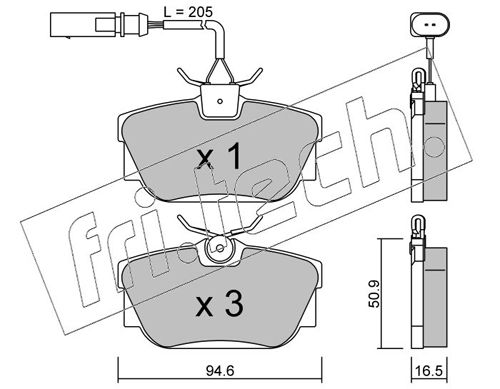 Brake Pad Set, disc brake fri.tech. 355.1