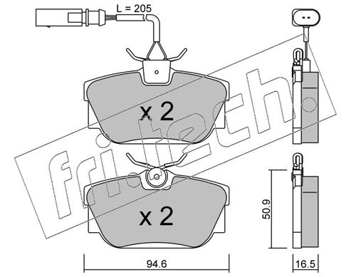 Brake Pad Set, disc brake fri.tech. 355.2