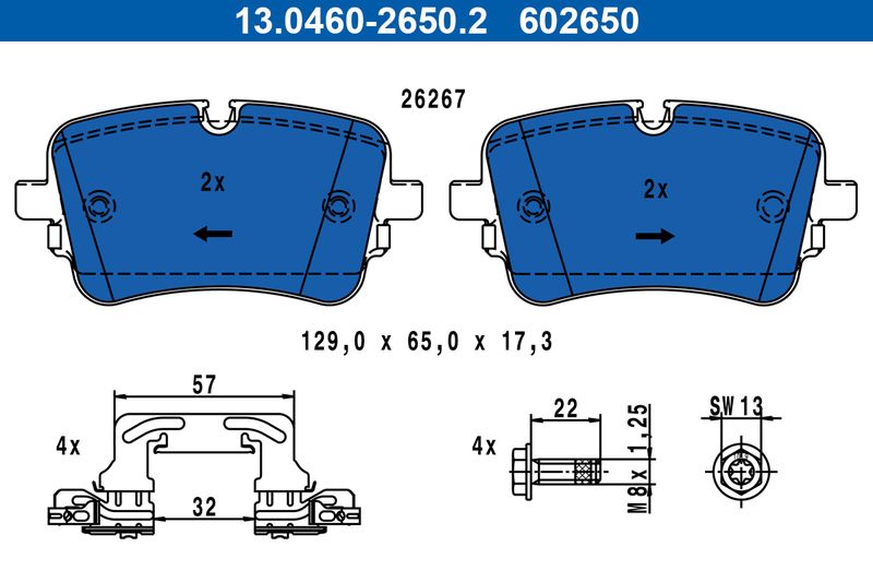 Brake Pad Set, disc brake ATE 13.0460-2650.2