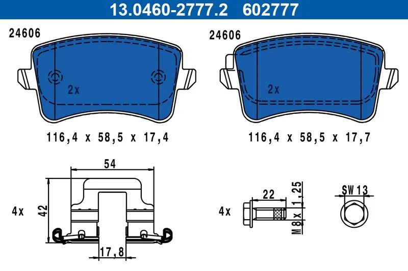 Brake Pad Set, disc brake ATE 13.0460-2777.2
