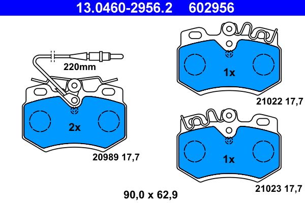 Brake Pad Set, disc brake ATE 13.0460-2956.2