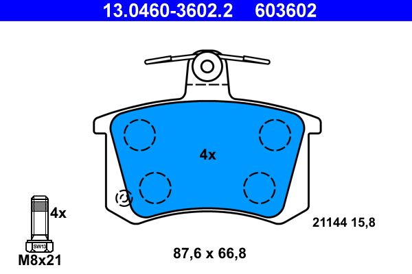 Brake Pad Set, disc brake ATE 13.0460-3602.2