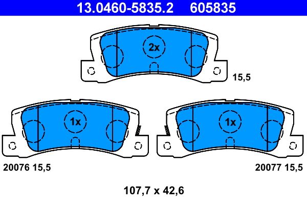 Комплект гальмівних накладок, дискове гальмо ATE 13.0460-5835.2