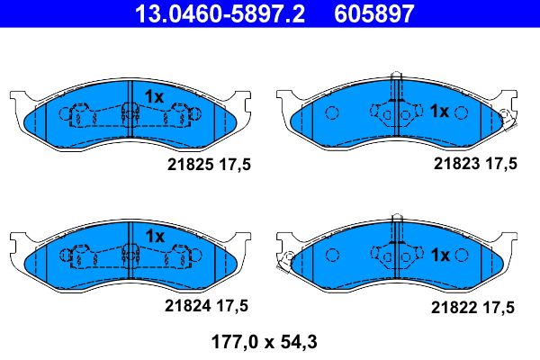 Brake Pad Set, disc brake ATE 13.0460-5897.2