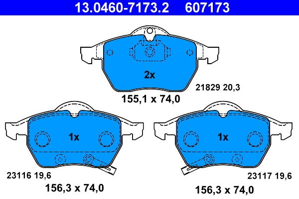 Brake Pad Set, disc brake ATE 13.0460-7173.2