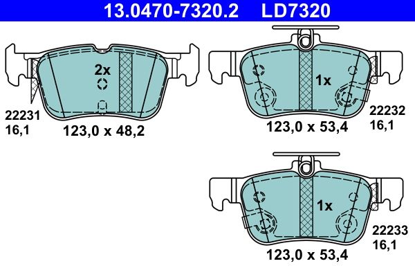 Brake Pad Set, disc brake ATE 13.0470-7320.2