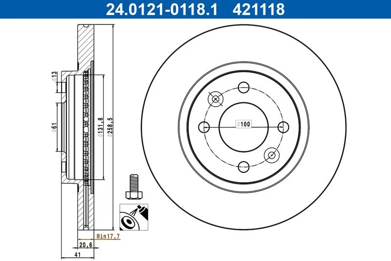 Brake Disc ATE 24.0121-0118.1