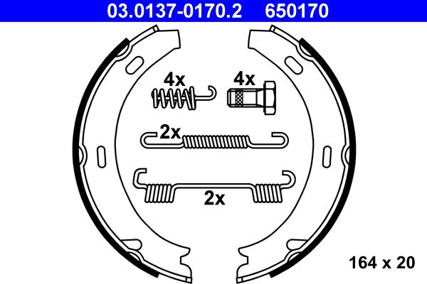 Brake Shoe Set, parking brake ATE 03.0137-0170.2