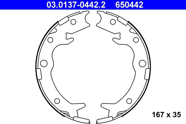 Brake Shoe Set, parking brake ATE 03.0137-0442.2