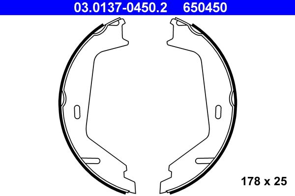 Brake Shoe Set, parking brake ATE 03.0137-0450.2