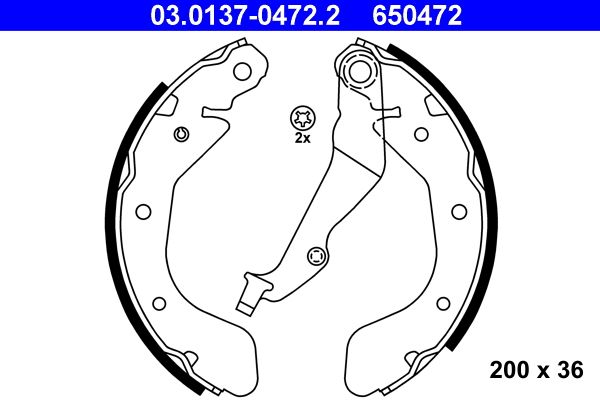 Brake Shoe Set ATE 03.0137-0472.2