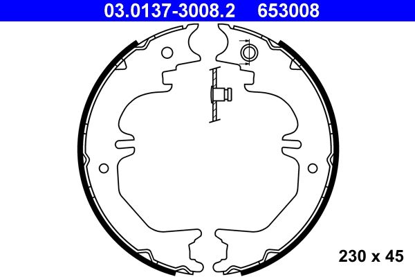 Brake Shoe Set, parking brake ATE 03.0137-3008.2