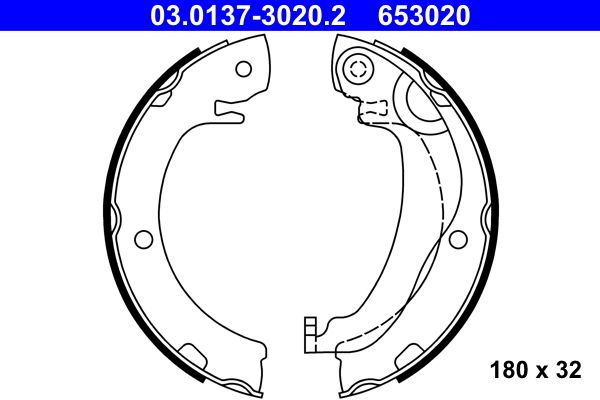 Brake Shoe Set, parking brake ATE 03.0137-3020.2