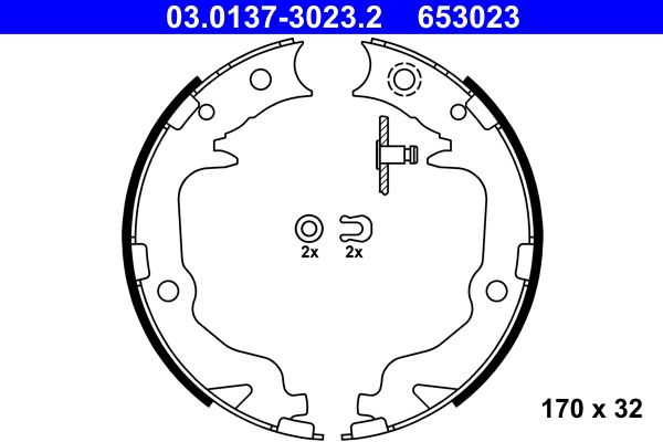 Brake Shoe Set, parking brake ATE 03.0137-3023.2