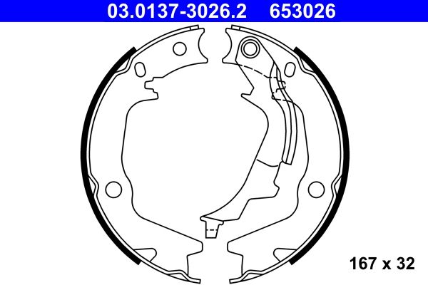 Brake Shoe Set, parking brake ATE 03.0137-3026.2