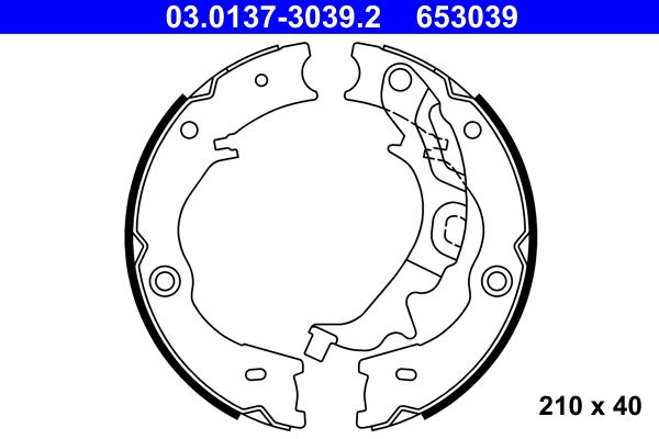 Brake Shoe Set, parking brake ATE 03.0137-3039.2