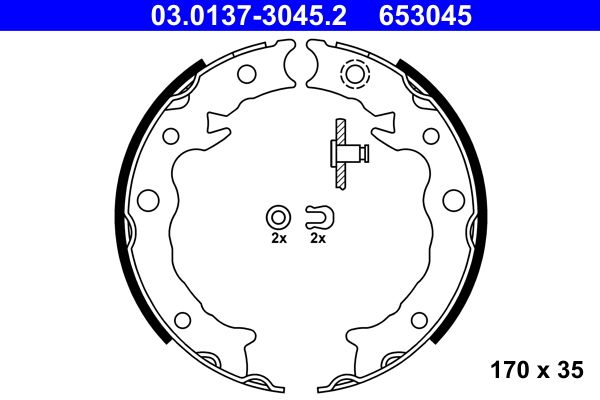 Brake Shoe Set, parking brake ATE 03.0137-3045.2