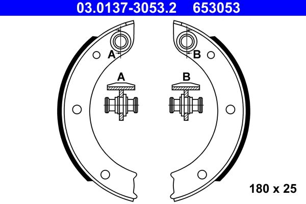 Brake Shoe Set, parking brake ATE 03.0137-3053.2