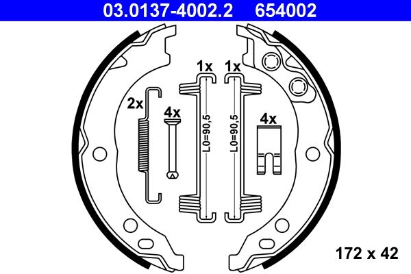 Brake Shoe Set, parking brake ATE 03.0137-4002.2