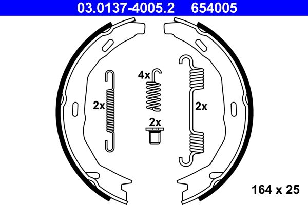 Brake Shoe Set, parking brake ATE 03.0137-4005.2