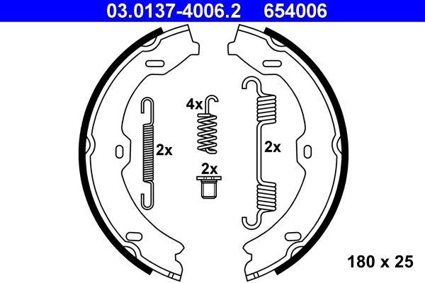 Brake Shoe Set, parking brake ATE 03.0137-4006.2