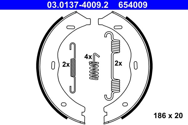 Brake Shoe Set, parking brake ATE 03.0137-4009.2