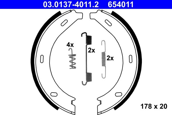 Brake Shoe Set, parking brake ATE 03.0137-4011.2