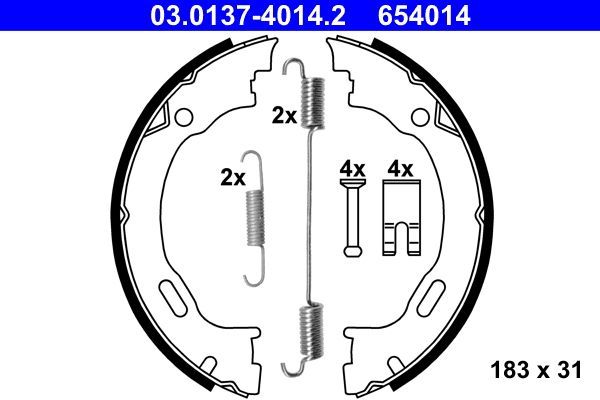 Brake Shoe Set, parking brake ATE 03.0137-4014.2