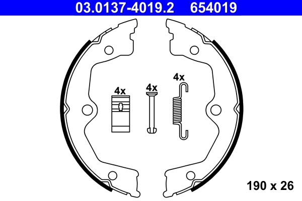 Brake Shoe Set, parking brake ATE 03.0137-4019.2