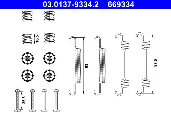 Accessory Kit, parking brake shoes ATE 03.0137-9334.2