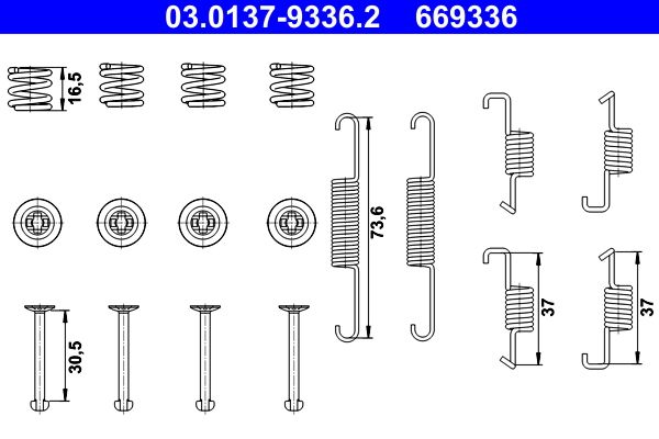 Accessory Kit, parking brake shoes ATE 03.0137-9336.2