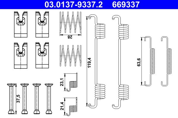 Accessory Kit, parking brake shoes ATE 03.0137-9337.2