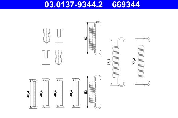 Accessory Kit, parking brake shoes ATE 03.0137-9344.2