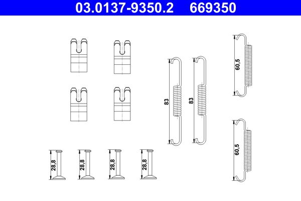 Accessory Kit, parking brake shoes ATE 03.0137-9350.2