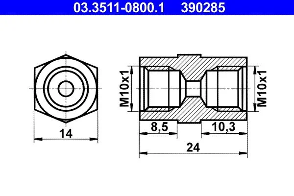 Adapteris, stabdžių žarnelė ATE 03.3511-0800.1