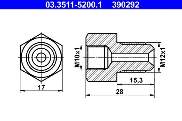 Adapteris, stabdžių žarnelė ATE 03.3511-5200.1