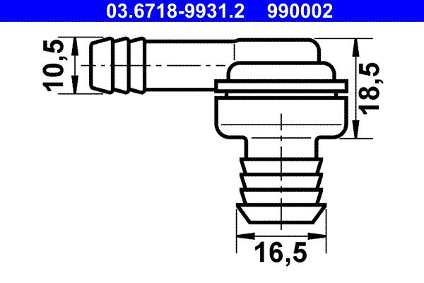 Connection Piece, vacuum hose ATE 03.6718-9931.2