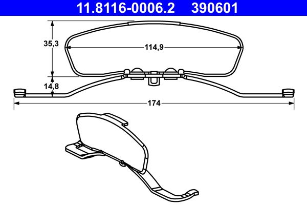 Spring, brake caliper ATE 11.8116-0006.2