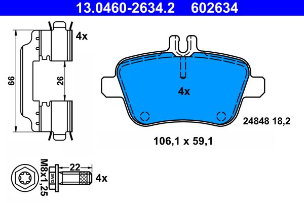 Brake Pad Set, disc brake ATE 13.0460-2634.2