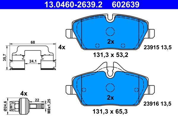 Brake Pad Set, disc brake ATE 13.0460-2639.2