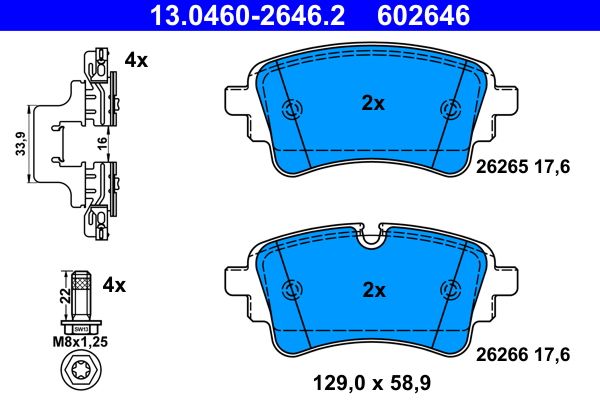 Brake Pad Set, disc brake ATE 13.0460-2646.2