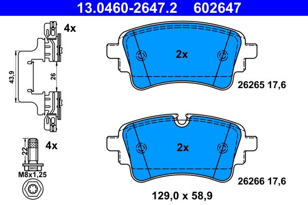 Brake Pad Set, disc brake ATE 13.0460-2647.2