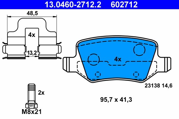 Brake Pad Set, disc brake ATE 13.0460-2712.2