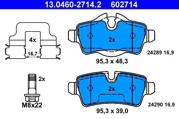 Brake Pad Set, disc brake ATE 13.0460-2714.2